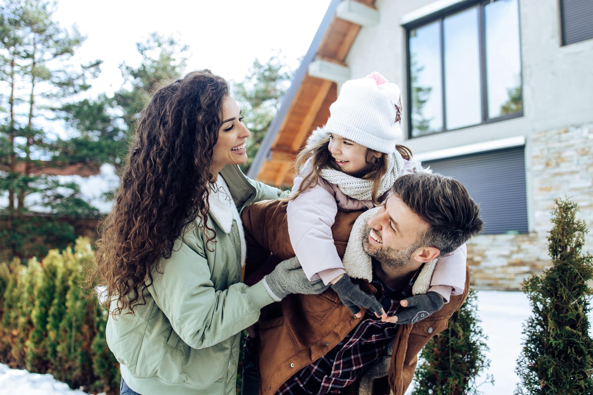 Family having fun on their mountain vacation